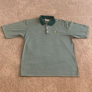Classic Masters green and white stripe men’s polo